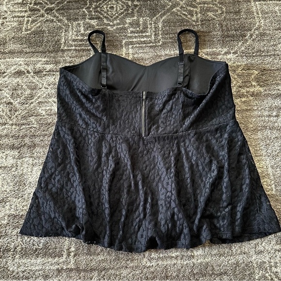 NWT Torrid Mesh Babydoll Tank Blouse Black Lace Animal Print - Picture 2 of 7